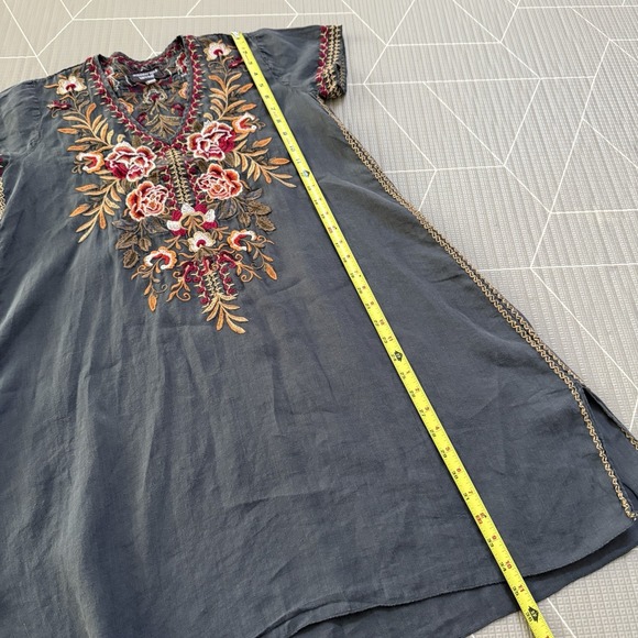 Johnny‎ Was Tunic Dress Size Small Gray With Floral Embroidery - Picture 7 of 7
